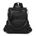Zaino da donna vintage nero alla moda con nappa e tracolla staccabile per pendolari - Nero