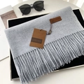 Light gray thick cashmere-like scarf with long tassels and premium brand label - 70*200cm / No.48 Heather Sky Blue