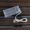 Warm white LED copper string lights with clear battery box on dark wooden background - 2M Warm White