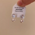 French style 925 silver snowflake earrings with sparkling crystals and round pearl drops - Snowflake Pearl Studs