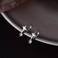 Silver star drop hoop earrings with zircon pendant on elegant minimalist display - Star Round Zircon Ear Hoop