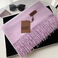 Soft light purple thick scarf with long tassels and premium leather brand tag - 70*200cm / No.18 Light Purple