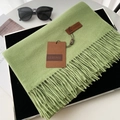 Light green fringe scarf made of warm cashmere-like fabric with premium tassel details - 70*200cm / No.20 Fruit Green