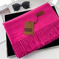 Thick warm rose pink tassel scarf for women in soft cashmere-like fabric with logo tag - 70*200cm / No.43 Rose Red