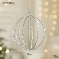 Holle zilveren glitter ijzeren kerstbal ornament 10cm diameter hangende decoratie - Zilveren Kerstbal