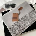 Thick dark grey cashmere feel scarf with fringe tassel detail and leather logo patch - 70*200cm / No.29 Light Gray