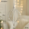 Zilveren glitter holle uivormige kerstbal hanger decoratie 15cm hoogte ornament - Zilveren Druppel Ornament