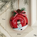 Campana natalizia rossa in metallo con pupazzo di neve e pigna, misura 11x9,5 cm - Pupazzo di Neve
