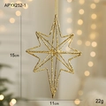 Gouden glitter kerstster van 15 cm met 3D-ontwerp en koord om hem op te hangen - Grote gouden achtpuntige ster
