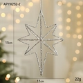 Glinsterende zilveren achtpuntige ster kerstboomversiering met ophangkoord - Grote Zilveren 8-puntige Ster