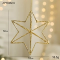 Gouden 3D glitterster ornament voor kerstboomdecoratie met ophangkoord, 12cm - Gouden Hexagram Ster