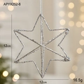 Glinsterende zilveren zeshoekige kerstster hanger met glitter en ophangkoordje - Zilveren Hexagram Ster