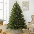 210CM dense green PE mixed Christmas tree with warm LED lights and woven basket base - 210CM Luxury Tree (SHH093-210)