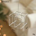 Zilveren glitter holle kubus kerstversiering met ophanglus en koord voor de boom - Zilveren Geschenkdoos