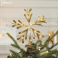 Estrella dorada de 25cm para copa de árbol de Navidad con purpurina y luces LED - Estilo B Dorado