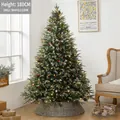 1.8m snow-tipped Christmas tree with pine cones, red berries and grey wicker base - F Style (Cones Berries Flocked) - 180cm Height