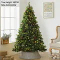 180cm artificial Christmas tree with pine cones, red berries and warm LED lights - Mixed Leaves With Pine Cones Red Berries (Includes Lights & Pot) / 180cm Height (SHH114)