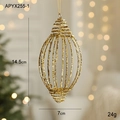 Gouden holle spiraalvormige kerstbal met glinsterende glitters voor de kerstboom - Grote gouden spiraalvormige druppel