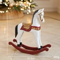 Cheval à bascule de Noël vintage de 30cm en bois, décor ivoire et rouge foncé - Cheval à Bascule(ABCZ30-2) / Rouge & Blanc