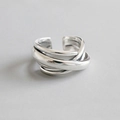 Polierter S925 Sterlingsilber Knotenring mit mehrlagigem verstellbarem offenem Design - Einstellbar Offen / Silber Gevlochtener Stil