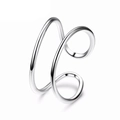 Minimalist double layer silver open ring for women with polished sleek finish - White Gold