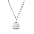 Minimalistische S925 Silberkette mit asymmetrischem Design und achteckigem Anhänger - Silber Buchstaben Scheibe