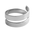 Minimalist S925 silver double-layer spiral wrap ring with a polished metallic finish - Adjustable Open / Silver Spiral Double Layer Style (S-R734)