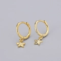 Detailed view of S925 sterling silver hallmark on gold-plated star hoop earring - 3D Star Earrings - Gold