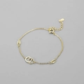 Elegante pulsera de plata S925 chapada en oro rosa de 18k con anillos entrelazados y circón - Color Dorado (S-B340)