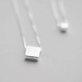 Minimalist 925 sterling silver necklace with multi-layer geometric cube pendant - Multi-layer Geometric Square Necklace