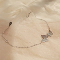 S925 sterling silver butterfly bracelet with shimmering cubic zirconia and lace background - Double Butterfly Style (S-B224)