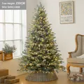 150CM Künstlicher Weihnachtsbaum mit LED-Beleuchtung und gewebter Basisabdeckung - PE Schneebestäubter Bunter Puder Baum (SHH113) / 150cm Höhe (Mit Licht & Topf)