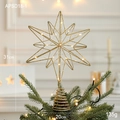 Estrella de Navidad de hierro dorado hueco con luces LED blanco cálido de 31x20cm - Estilo D Dorado