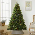 Deluxe 240cm Christmas tree with PE mixed leaves, LED lights, berries, and pine cones - Mixed Leaves With Pine Cones Red Berries (Includes Lights & Pot) / 240cm Height (SHH114)