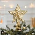 Estrella dorada con purpurina para copa de árbol de Navidad con luces LED y base de muelle - Tipo E Dorado