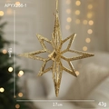 Gouden 3D ster kerstboomversiering met glitterafwerking, maat 18cm bij 17cm - Gouden exploderende ster