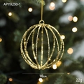 Pallina di Natale dorata scintillante da 10 cm traforata con glitter e cordino - Pallina di Natale Dorata (APYX250-1)