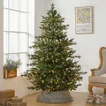 Luxurious 150cm artificial PE pine Christmas tree with warm LED lights and woven base - H Style (With Cones & Berries) - 150cm Height