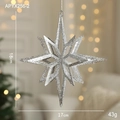 Zilveren 3D ster kersthanger met glitters, 18cm feestelijke decoratie voor de kerstboom - Zilveren 3D Explosie Ster