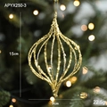 Pallina di Natale dorata glitterata a forma di cipolla appesa a un albero festivo - Pallina a Goccia d'Acqua Dorata (APYX250-3)