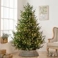 Árbol de Navidad de lujo de 210CM con luces LED cálidas y base trenzada en color gris - 210cm Con Luces