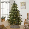 240cm artificial PE pine Christmas tree with warm LED lights and woven tree skirt - H Style (With Cones & Berries) - 240cm Height