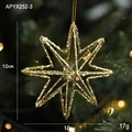 Golden glitter star ornament for Christmas tree decor, size 10cm x 10cm, weighing 17g - Gold Small Octagonal Star (APYX252-3)