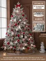 Luxury 2.1m artificial Christmas tree with 97 red and white ornaments and LED lights - Red & White Style (Includes 97 Accessories + Tree Skirt + Lights)