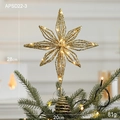 Golden 28cm LED Christmas tree topper with glittery star and spiral base - Style I Gold