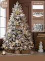 2.1m flocked white artificial Christmas tree with gold ornaments and warm LED lights - Gold & White Style (Includes 104 Accessories + Tree Skirt + Lights)