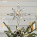 Lighted silver glitter Christmas tree topper with eight-pointed star and LED warm lights - Type I Silver