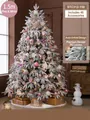 1.5m frosted pink and white artificial Christmas tree with 48 ornaments and lights - Pink & White Style (Includes 48 Accessories + Tree Skirt + Lights)