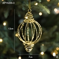 Golden glitter hollow spiral Christmas ball ornament hanging on a festive tree - Gold Small Spring Coil Drop (APYX255-3)