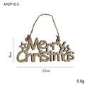Wooden Merry Christmas ornament with star detail and twine for holiday tree decoration - Small (APZP10-3)